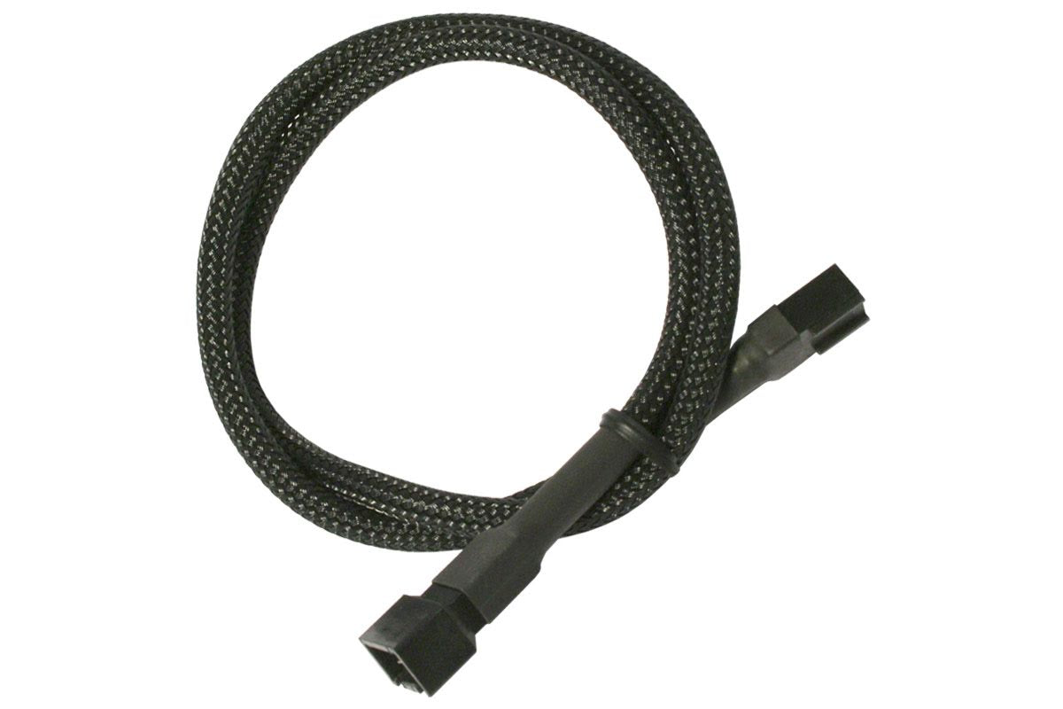 Forlenger, 3 pins vifte, kabelstrømpe, 60 cm, sort