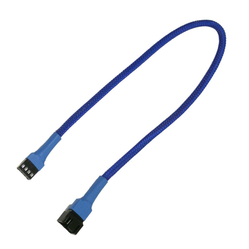 Forlenger, 4 pins PWM vifte, kabelstrømpe, 30cm, blå