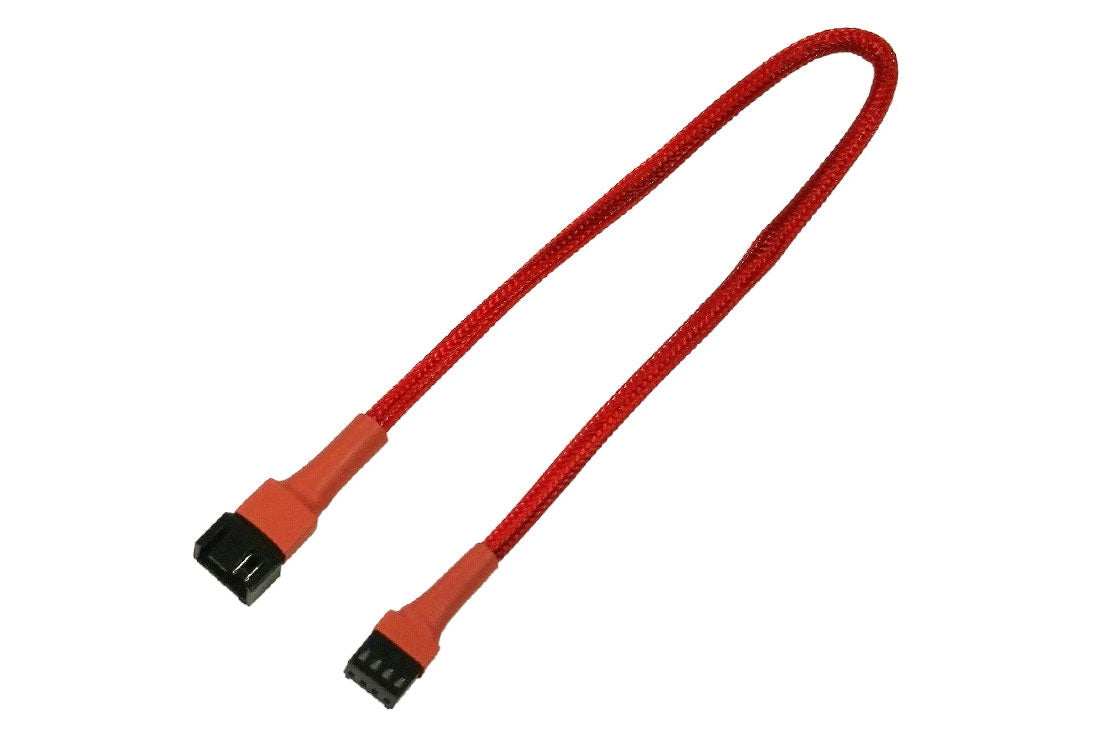 Forlenger, 4 pins PWM vifte, kabelstrømpe, 30cm, rød