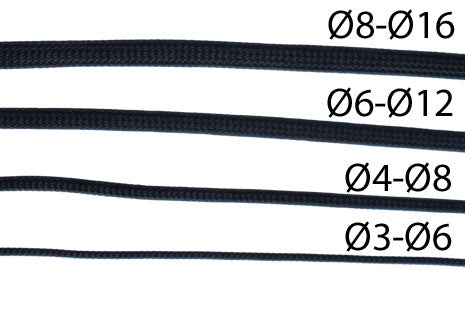 Nanoxia kabelstrømpe, tettflettet, Ø3-Ø6mm, sort