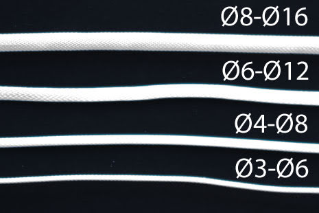 Nanoxia kabelstrømpe, tettflettet, Ø8-Ø16mm, hvit