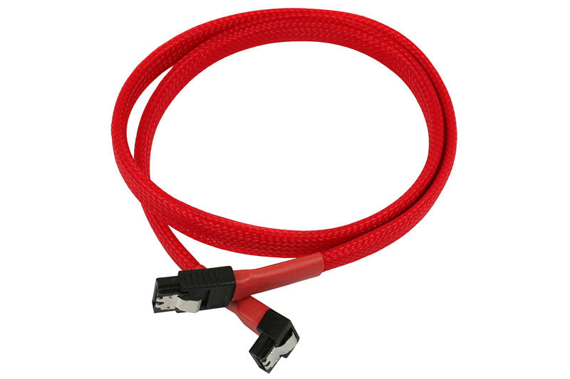 SATA III, 1 rett og 1 vinklet kontakt, kabelstrømpe, 60 cm, rød Default Title