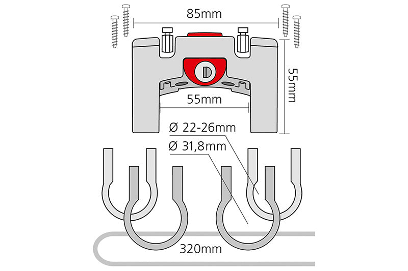 KLICKfix Sykkelstyreadapter Ø22-26mm og Ø31,8mm med lås