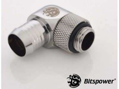 Bitspower svivelnippel, 90°, 1/4"BSPx1/2"ID