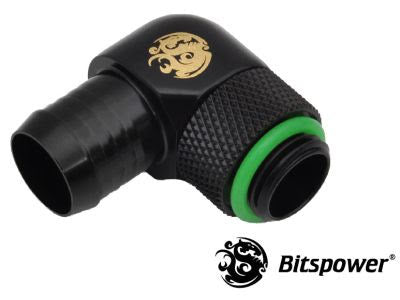 Bitspower svivelnippel, 90°, 1/4&quot;BSPx1/2&quot;ID, Matt Black