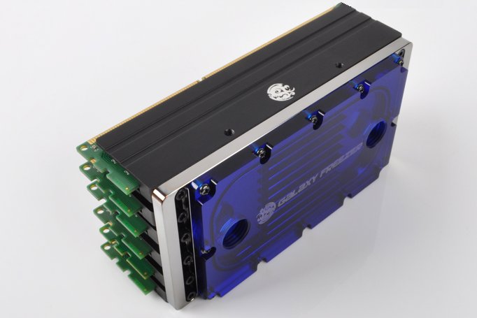 Bitspower vannblokk, RAM, 6 DIMM, kobber/nikkel, klar blå akryl
