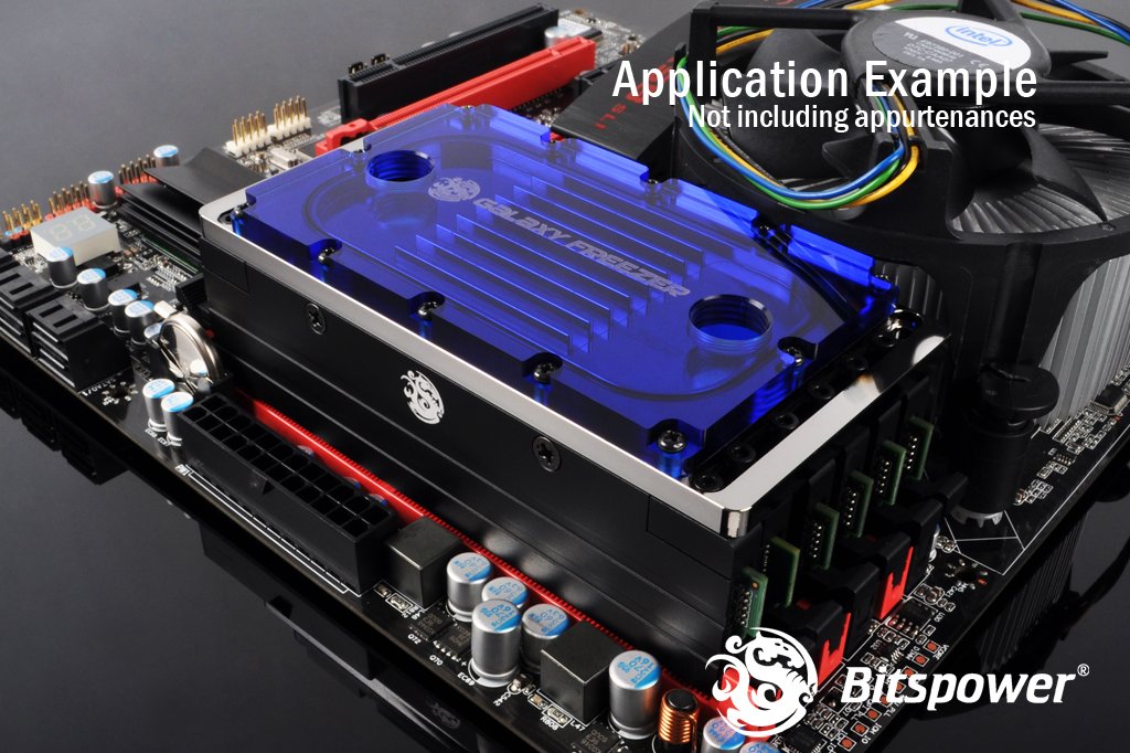 Bitspower vannblokk, RAM, 6 DIMM, kobber/nikkel, klar blå akryl