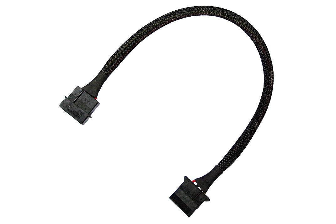 Forlenger, 4 pins drev, kabelstrømpe, 30 cm, sort