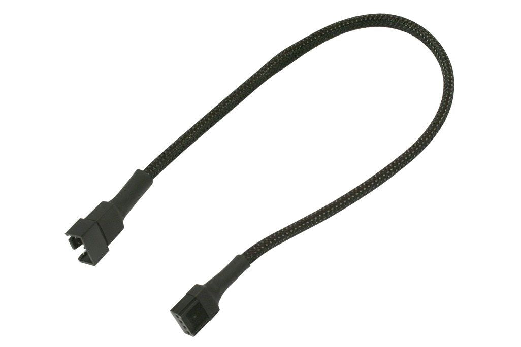 Forlenger, 4 pins PWM vifte, kabelstrømpe, 30cm, sort