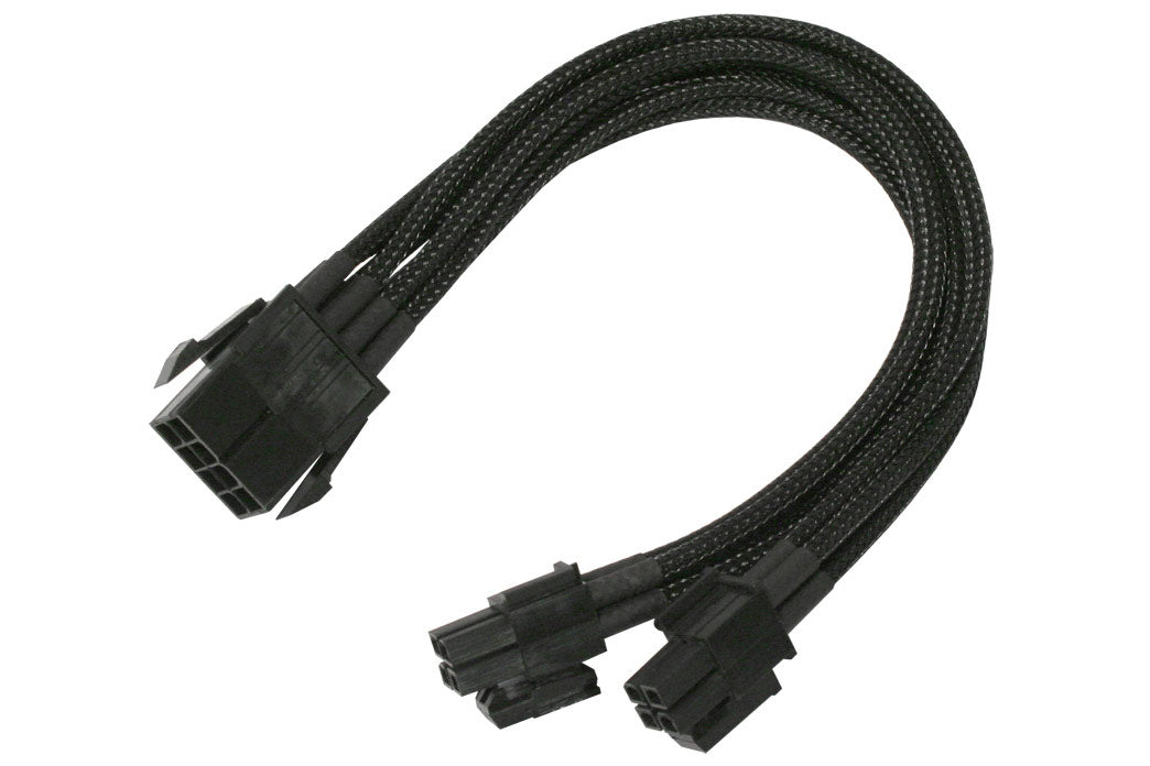 Adapter, 8 pins EPS12V til 4+4 pins (P4), lederstrømper, 30 cm, sort