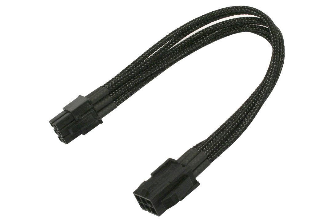Forlenger, 6 pins PCIe, lederstrømper, 30 cm, sort