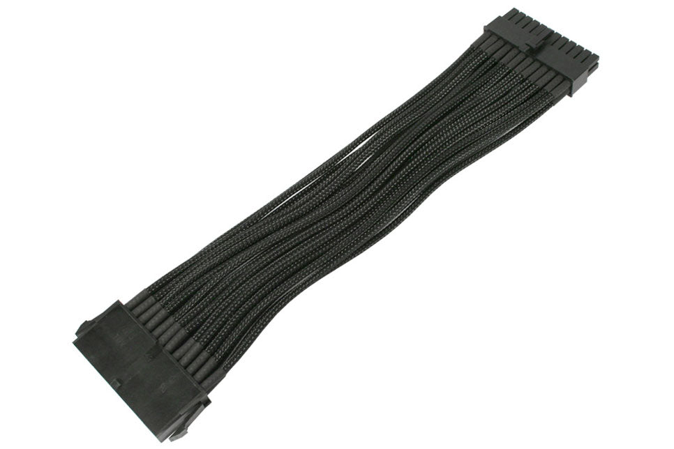 Forlenger, 24 pins ATX PSU, lederstrømper, 30 cm, sort