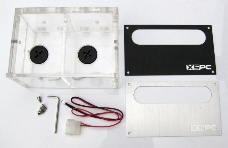 XSPC tank, Dual 5¼&quot; Split Bay Reservoir, Plexi