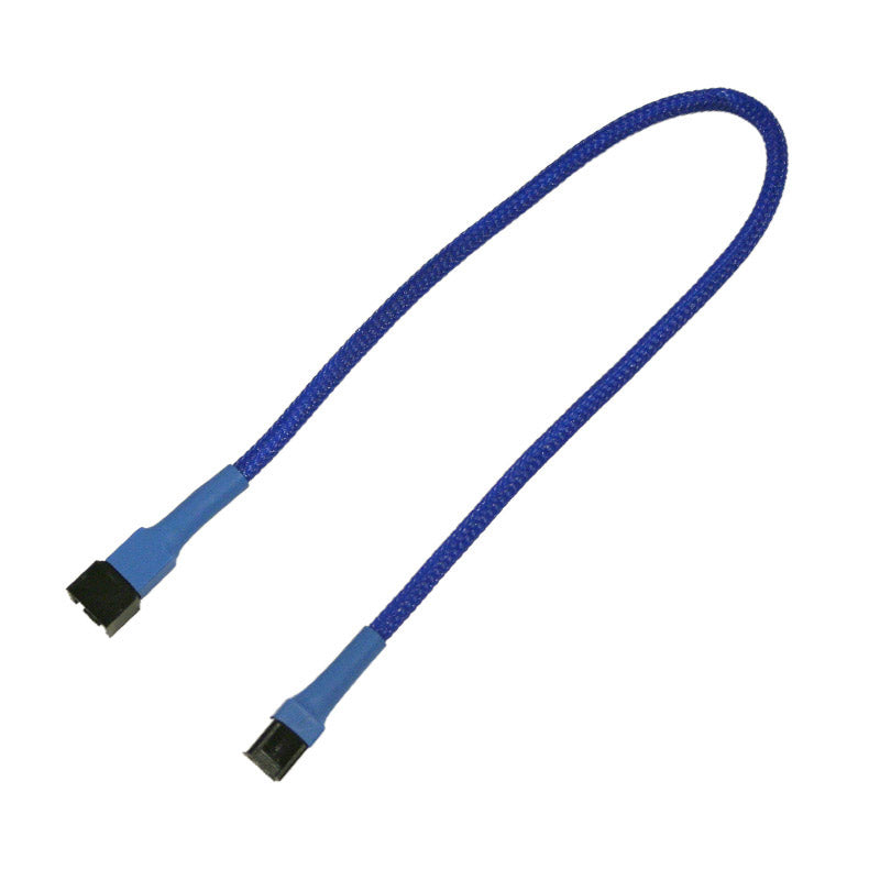 Forlenger, 3 pins vifte, kabelstrømpe, 30 cm, blå