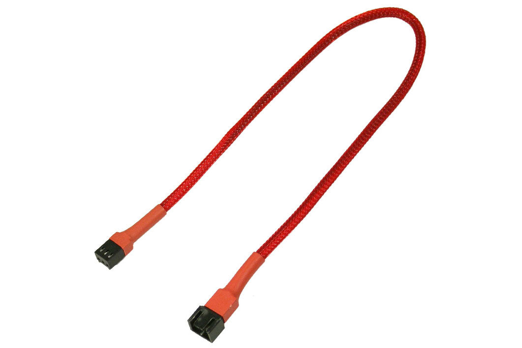 Forlenger, 3 pins vifte, kabelstrømpe, 30 cm, rød