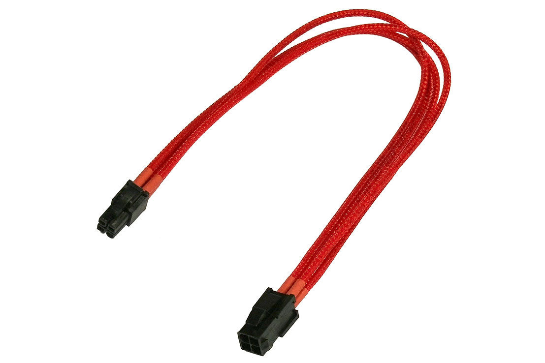 Forlenger, 4 pins ATX12V(P4), lederstrømper, 30 cm, rød