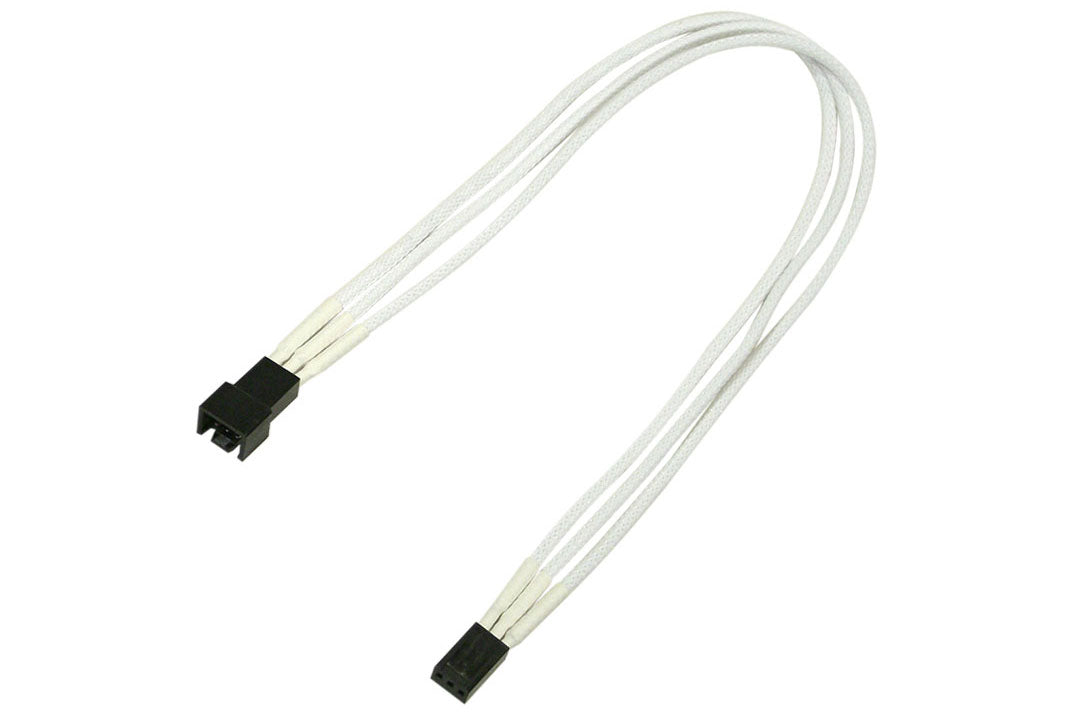 Forlenger, 3 pins vifte, lederstrømper, 30 cm, hvit