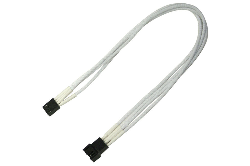 Forlenger, 4 pins PWM vifte, lederstrømper, 30cm, hvit