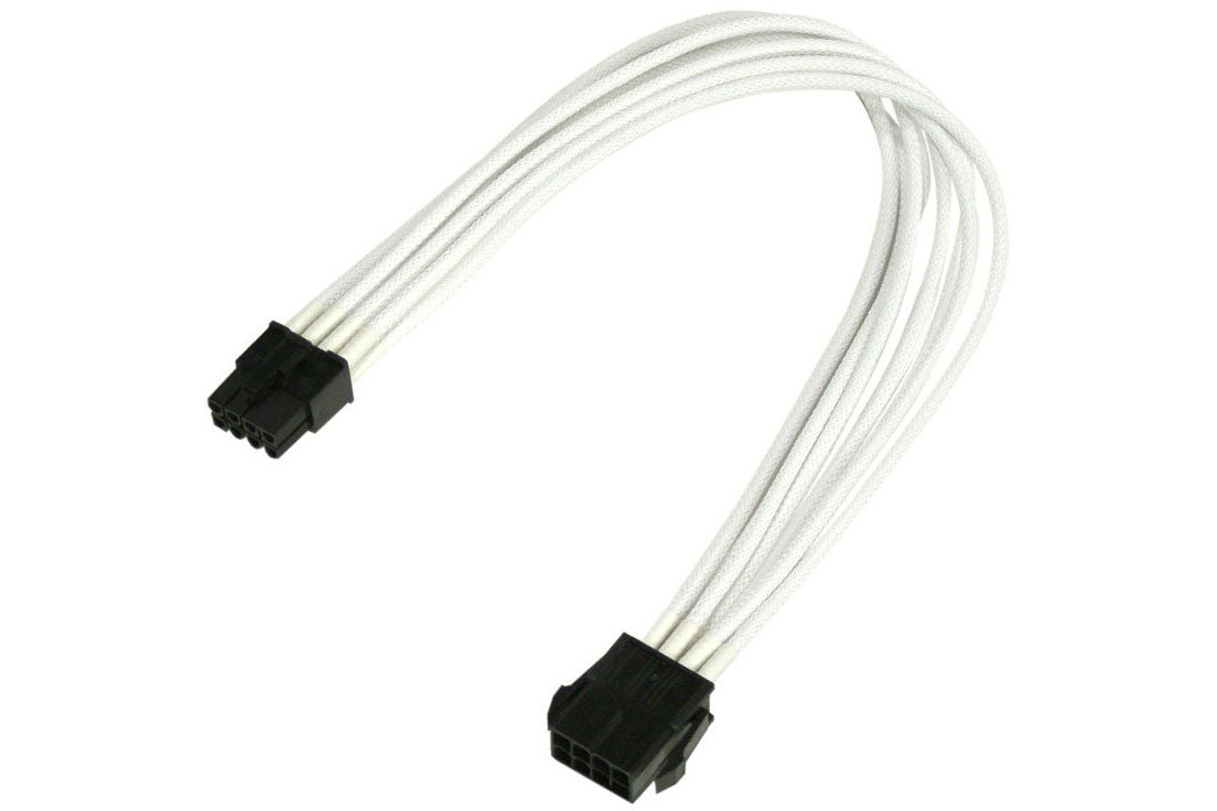 Forlenger, 8 pins PCIe, lederstrømper, 30 cm, hvit