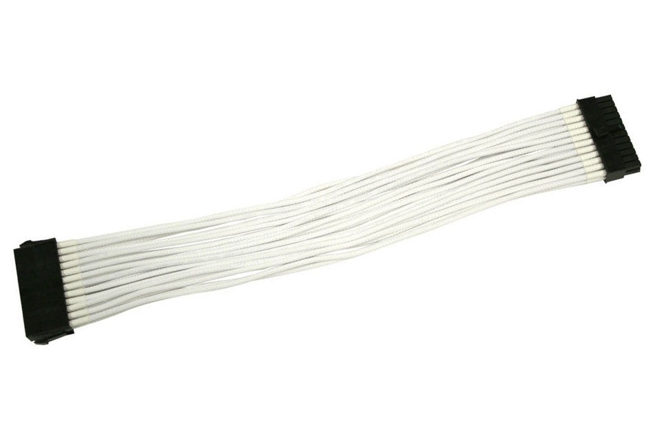 Forlenger, 24 pins ATX PSU, lederstrømper, 30 cm, hvit