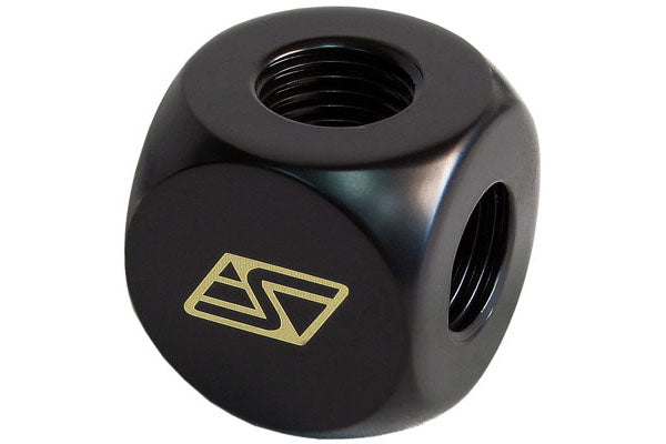 Swiftech Lok-Seal 4-veis manifold, 1/4"BSPx4, sort