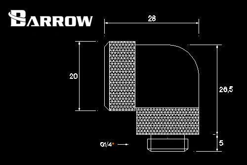 Barrow røradapter, 90°, 1/4&quot;BSPx Ø10/12mm Default Title