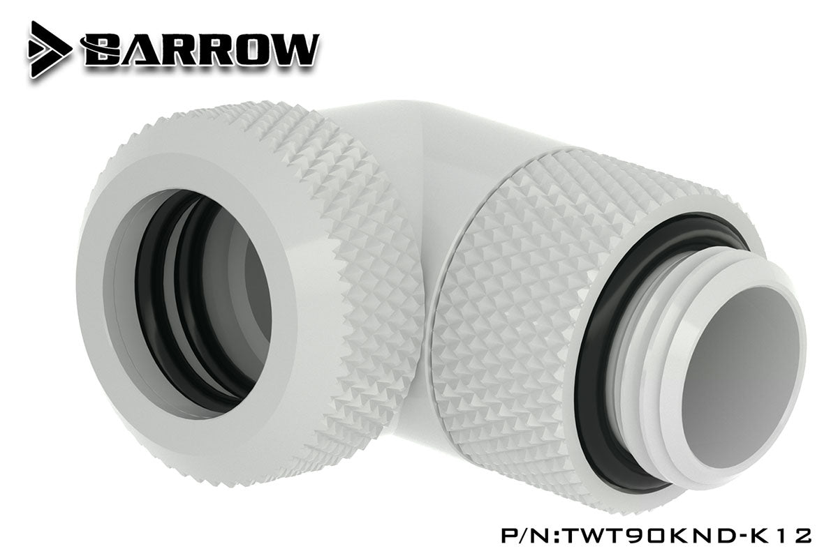 Barrow røradapter, 90°, 1/4"BSPx Ø12mm, White