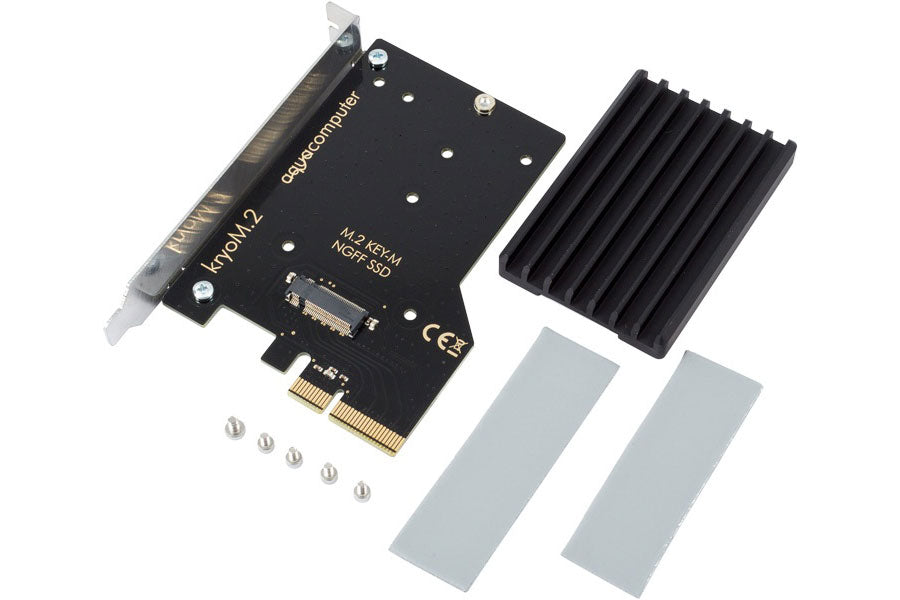 AquaComputer kryoM.2 PCIe 3.0 x4 adapter for M.2 NGFF PCIe SSD, M-Key med kjøleribbe Default Title