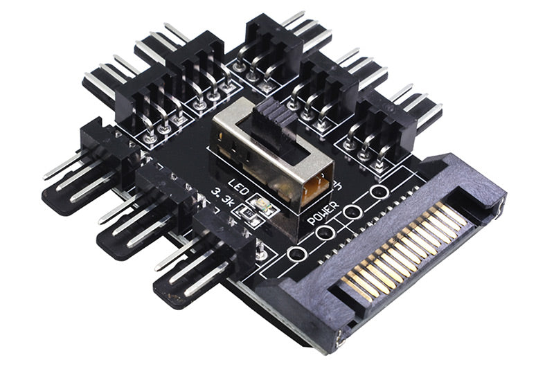 OEM 3-pins viftesplitter, 8 stk. 3-pins kontakter, SATA strømtilkobling Default Title