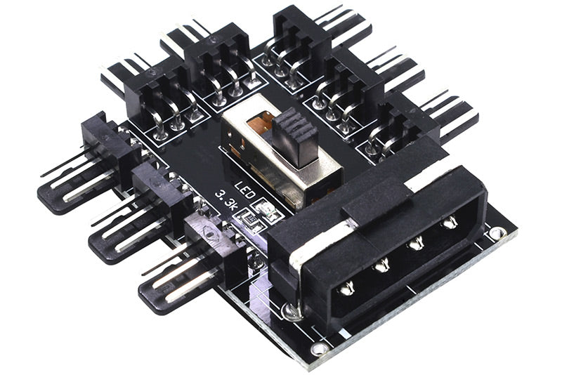 OEM 3-pins viftesplitter, 8 stk. 3-pins kontakter, 4-pins drevtilkobling Default Title