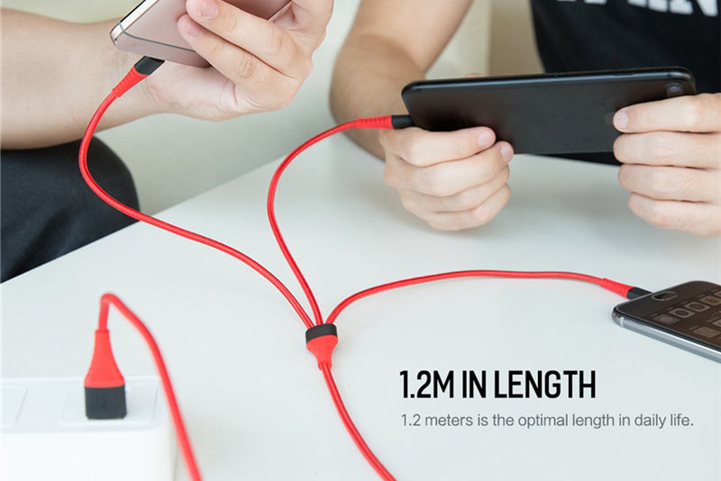 ROCK USB kabel, USB A til microUSB/USB-C/Lightning, 1.2 meter Default Title