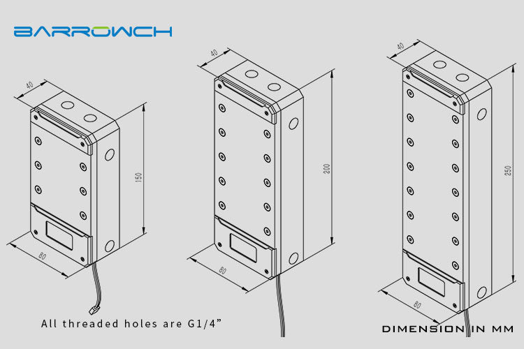 Barrow vanntank med temperaturmåler, Boxfish, RGB LRC 2.0, lengde 200mm Default Title