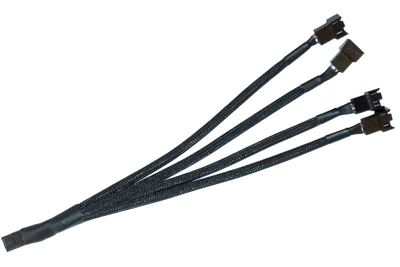 Forgrener, 4 pins PWM til 4x4 pins PWM, kabelstrømpe, 30 cm, sort Default Title