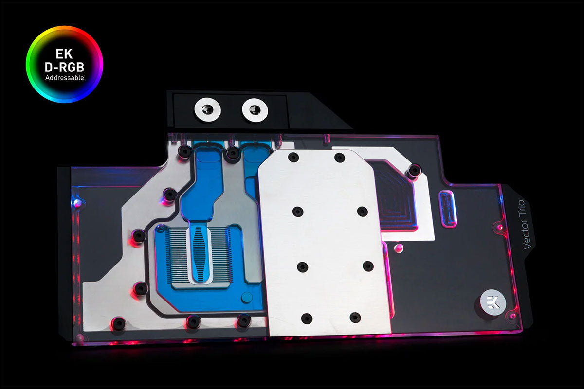 EK vannblokk for skjermkort, EK-Quantum Vector Trio RTX 2080 D-RGB - Nickel+Plexi Default Title