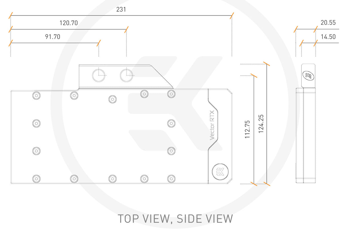 EK vannblokk for skjermkort, EK-Quantum Vector Trinity RTX 3080/3090 D-RGB - Nickel+Plexi Default Title