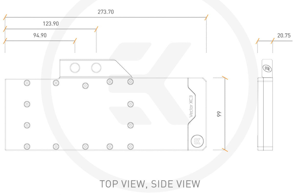 EK vannblokk for skjermkort, EK-Quantum Vector XC3 RTX 3080/3090 D-RGB - Nickel+Plexi Default Title
