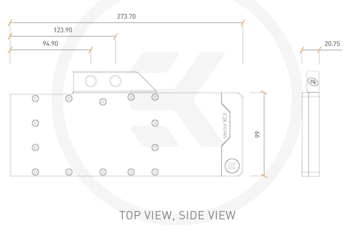 EK vannblokk for skjermkort, EK-Quantum Vector XC3 RTX 3080/3090 D-RGB - Nickel+Acetal Default Title