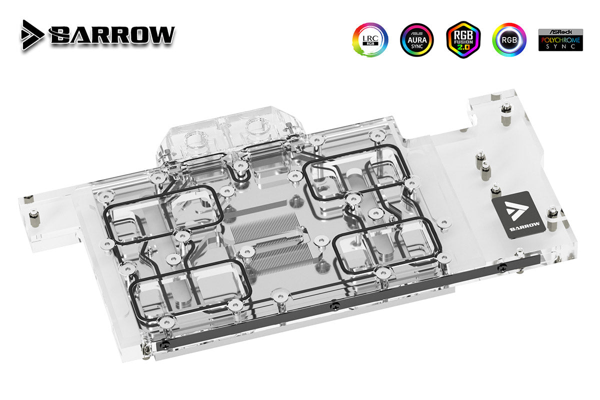 Barrow vannblokk for skjermkort ASUS Dual RTX™ 3070 - Nickel+Plexi