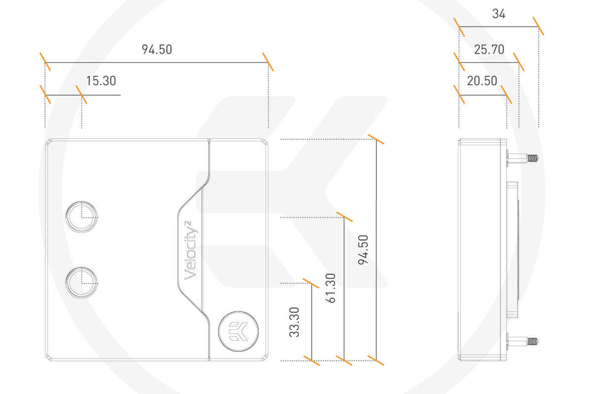 EK CPU-vannblokk, EK-Quantum Velocity² D-RGB - 1700 Full Nickel