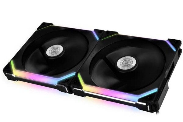 Lian Li viftesett, UNI FAN SL140 RGB PWM Fans, 2 Pack, black - 140 mm