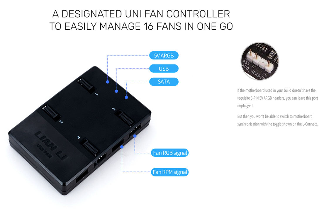 Lian Li viftesett, UNI FAN SL140 RGB PWM Fans, 2 Pack, black - 140 mm