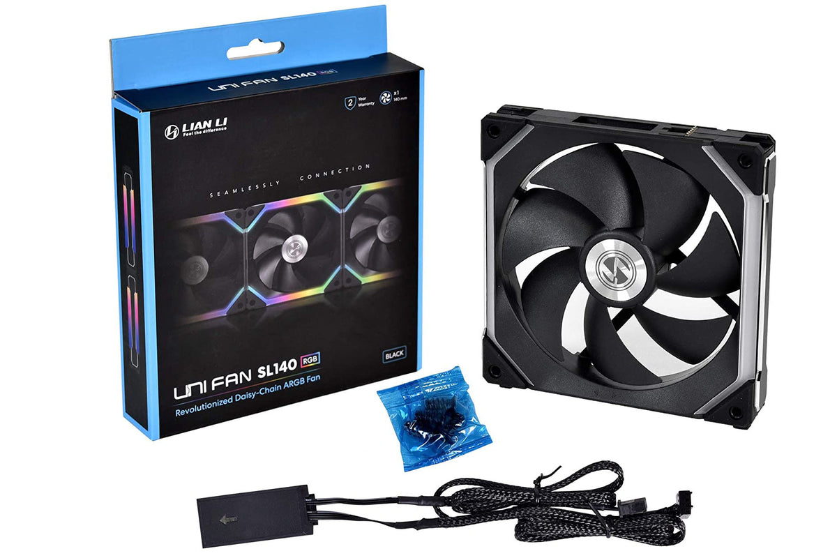 Lian Li vifte, UNI FAN SL140 RGB PWM Fan - black - 140 mm